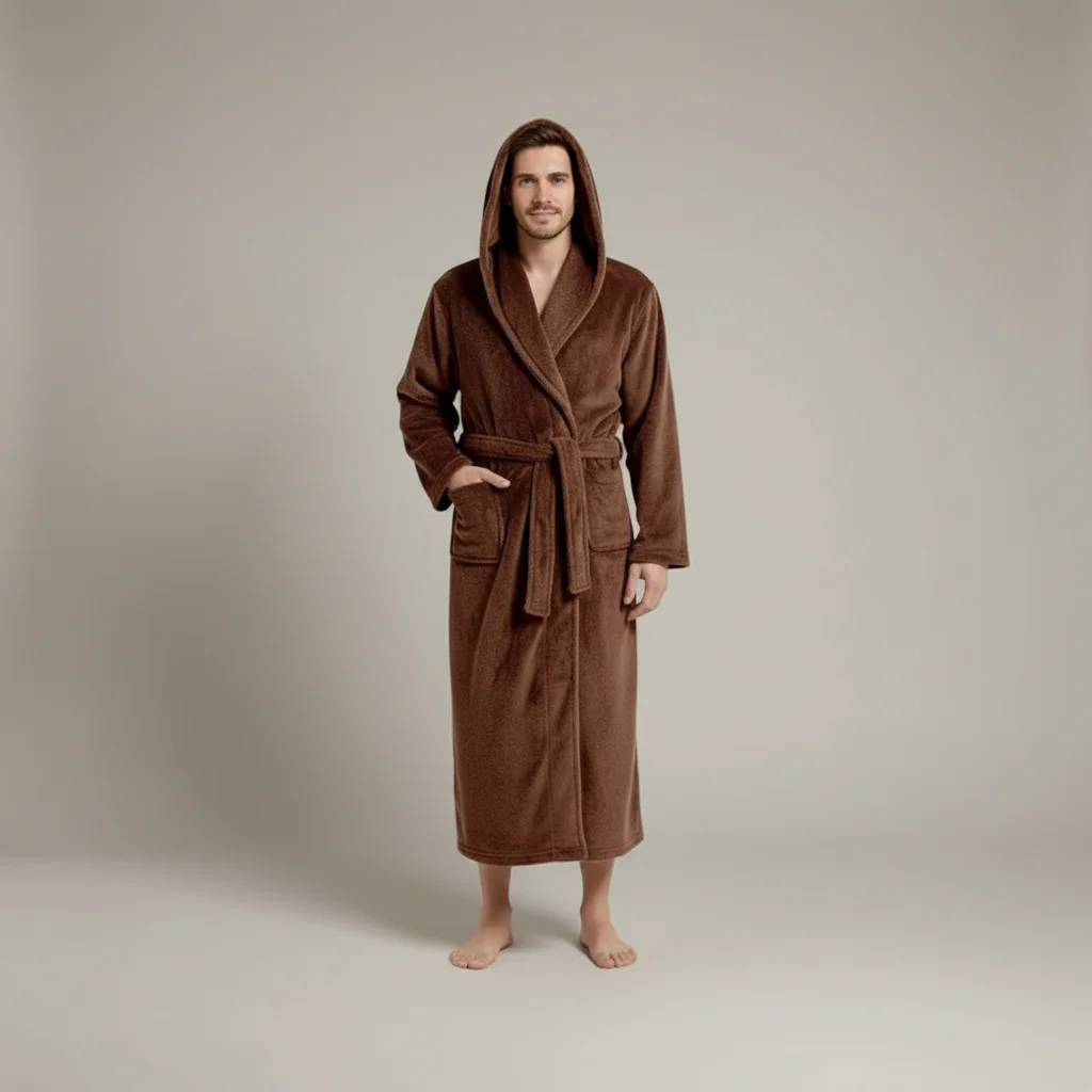 robe chambre homme confort quotidien flanelle - Vue 3 - robe chambre homme