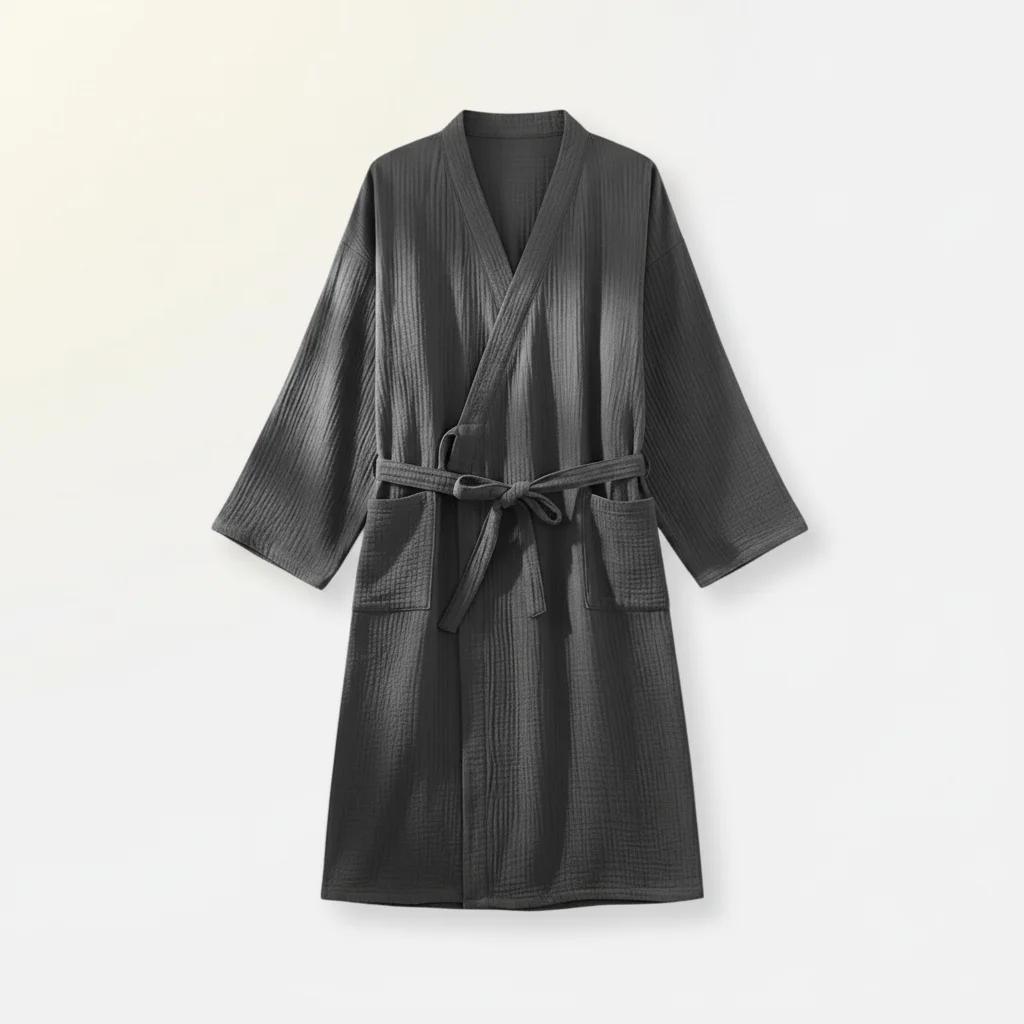 robe chambre homme coton léger quotidien - Vue 3 - robe chambre homme