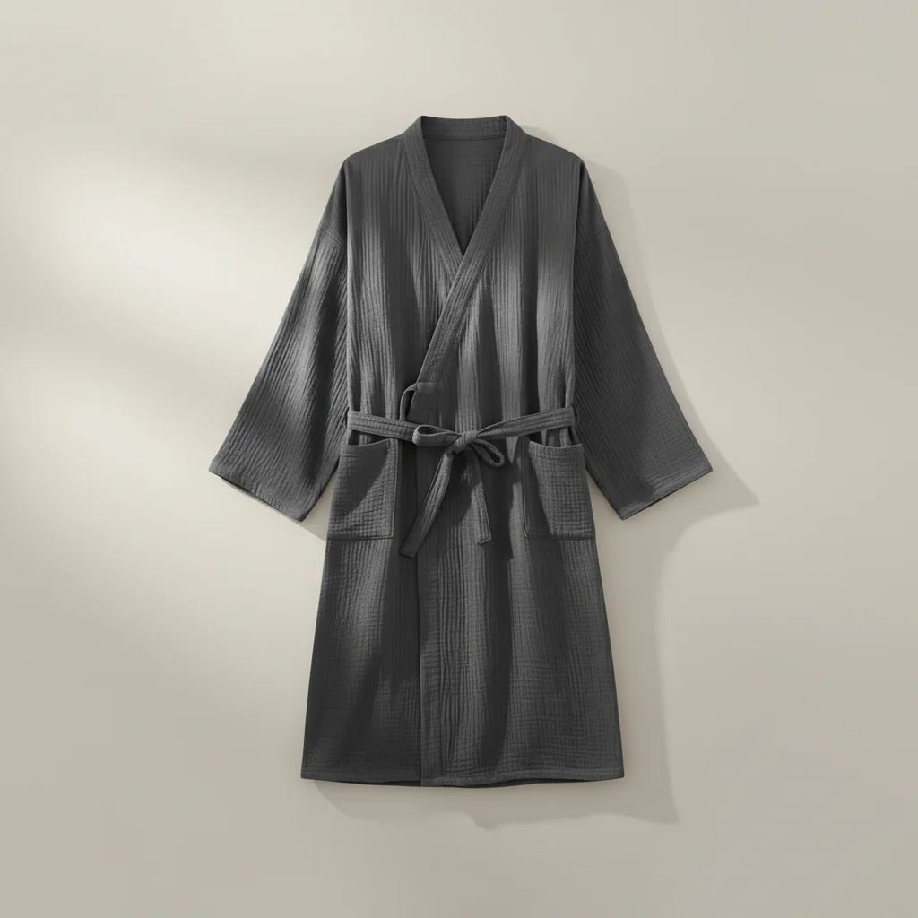 robe chambre homme coton léger quotidien - Vue 5 - robe chambre homme