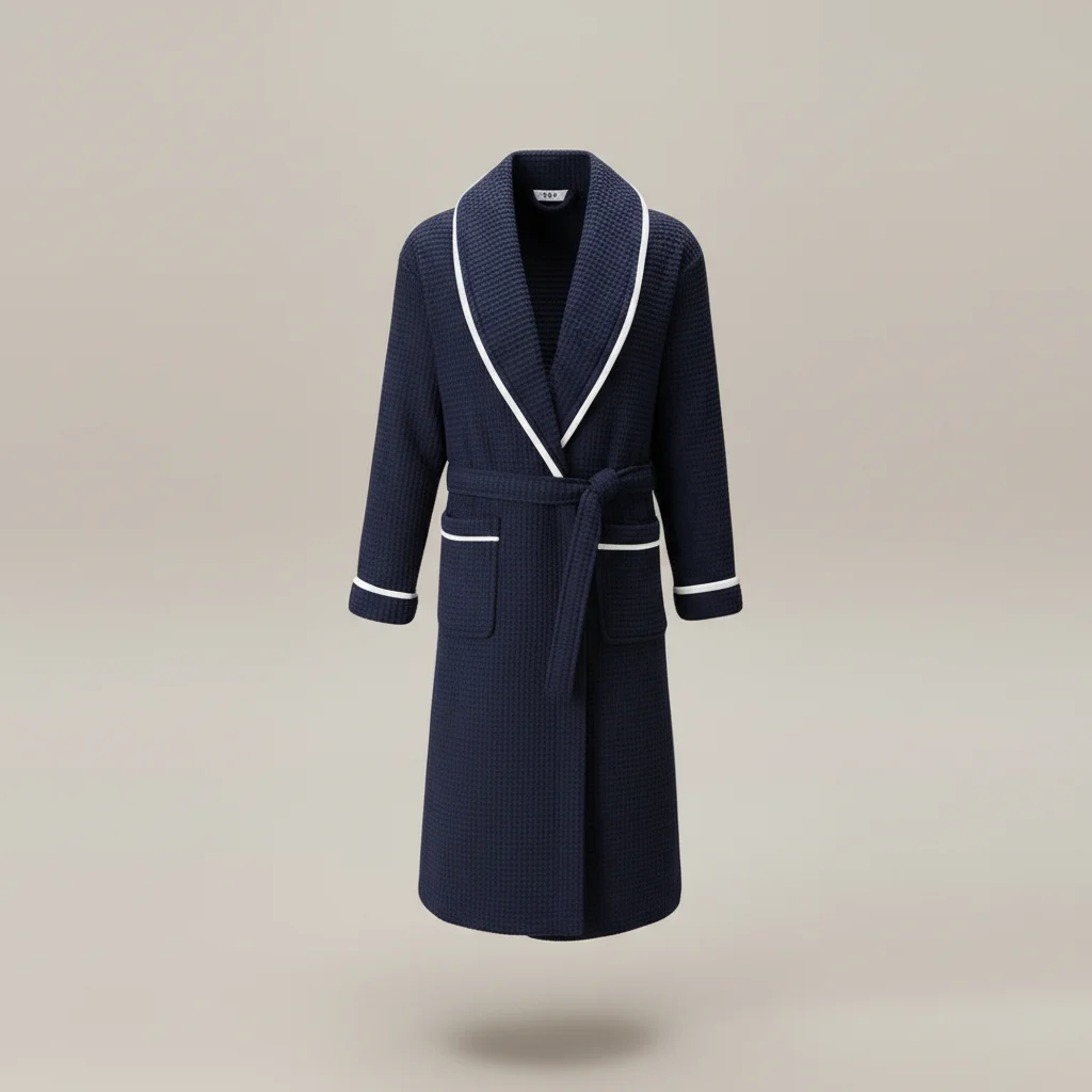 robe chambre homme élégante en maille gaufrée - Vue 6 - robe chambre homme