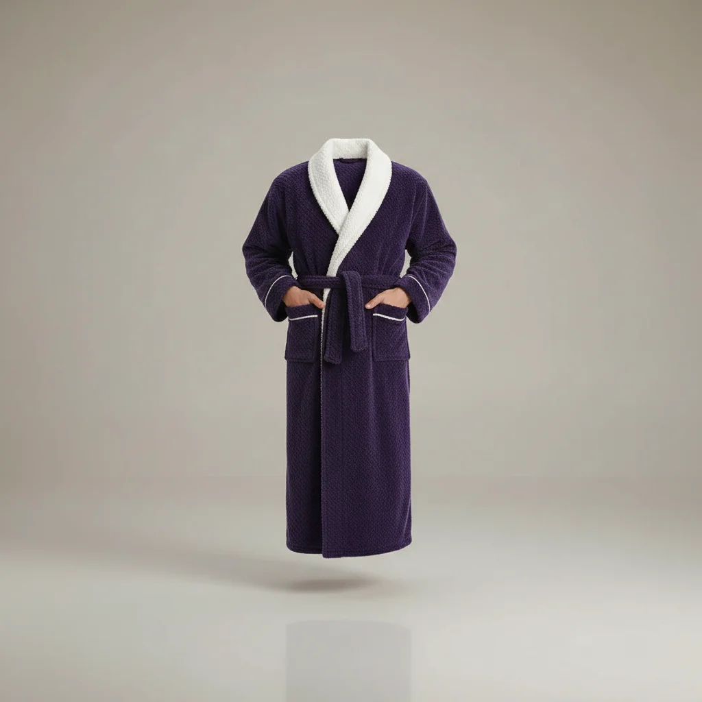 robe chambre homme élégante en tissu gaufré - Vue 1 - robe chambre homme