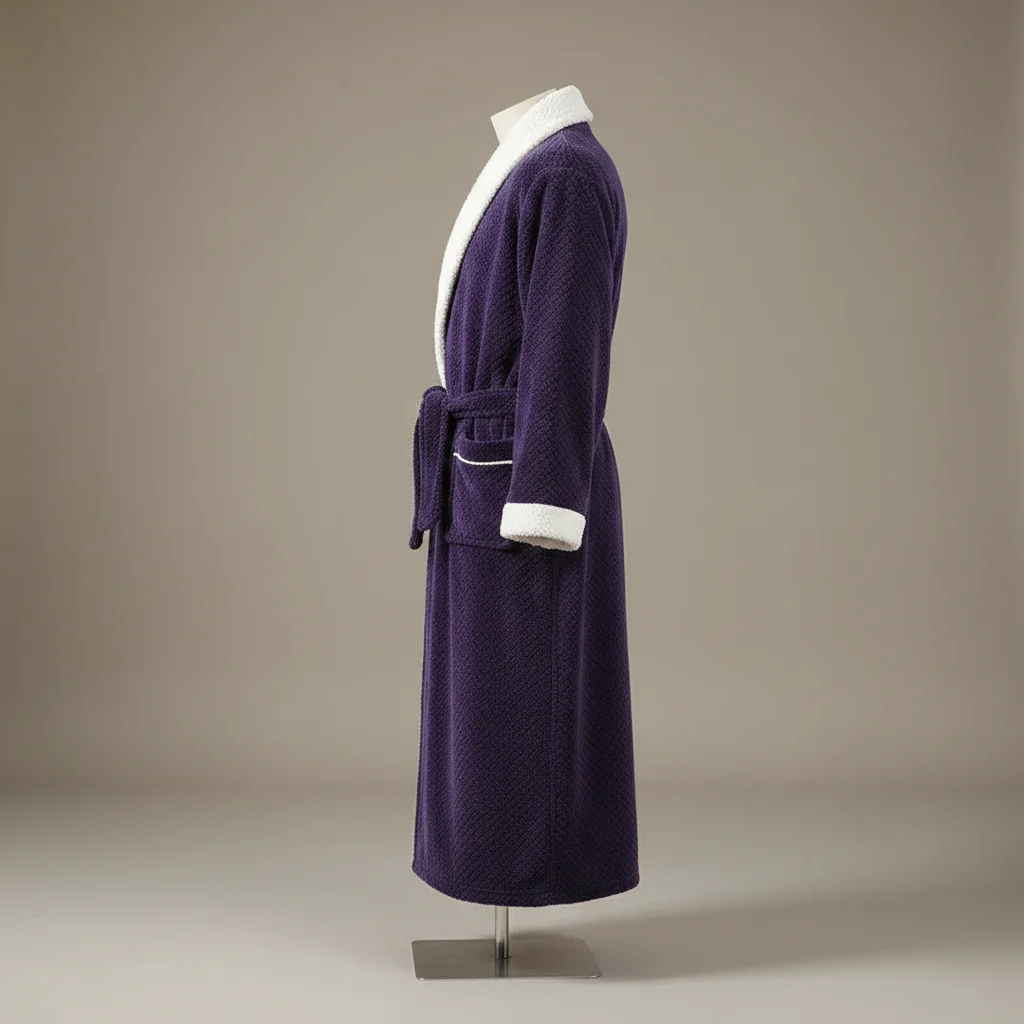 robe chambre homme élégante en tissu gaufré - Vue 3 - robe chambre homme