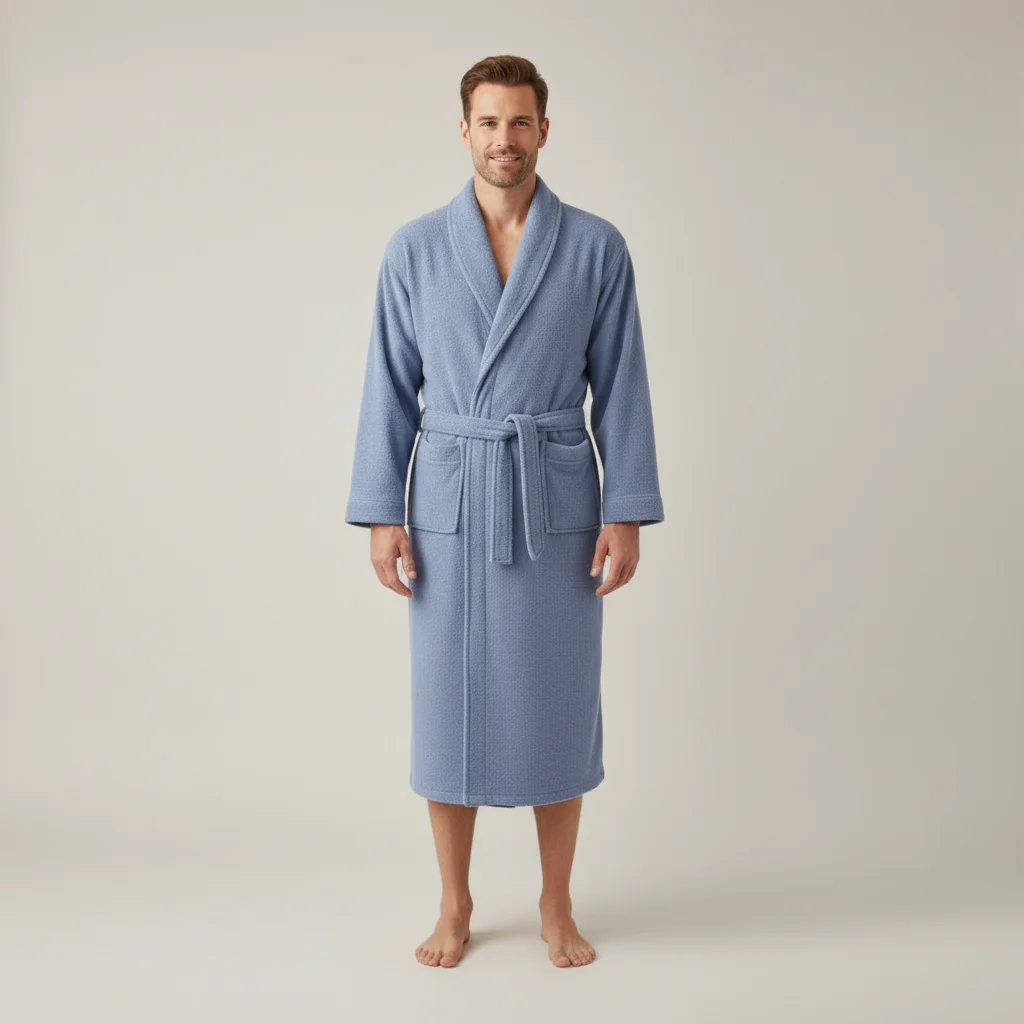 robe chambre homme éponge absorbante confort quotidien - Vue 4 - robe chambre homme