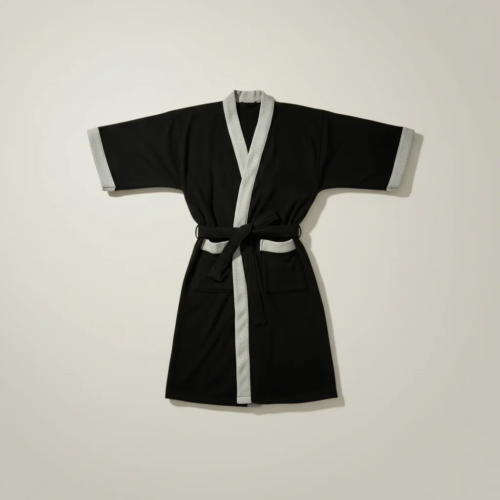 robe chambre homme gaufrée manches courtes confort - Vue 2 - robe chambre homme