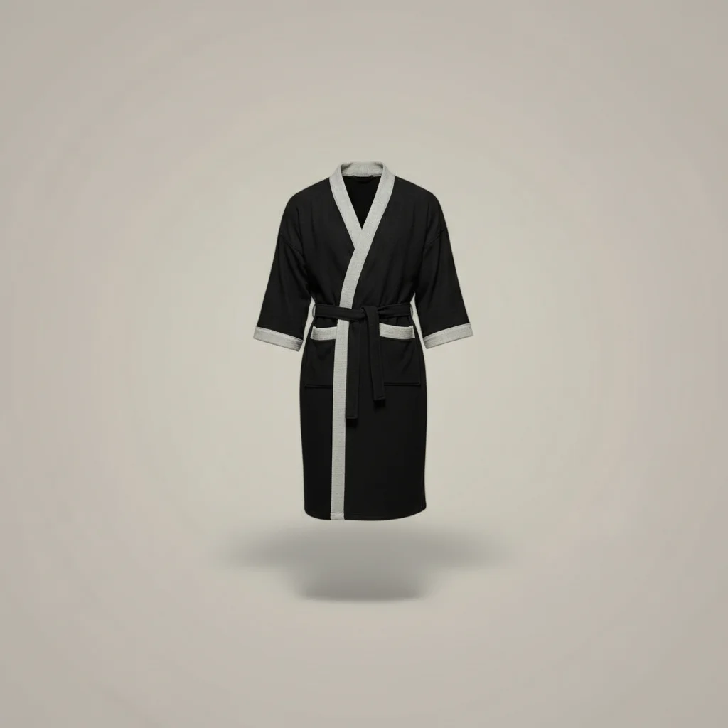 robe chambre homme gaufrée manches courtes confort - Vue 3 - robe chambre homme