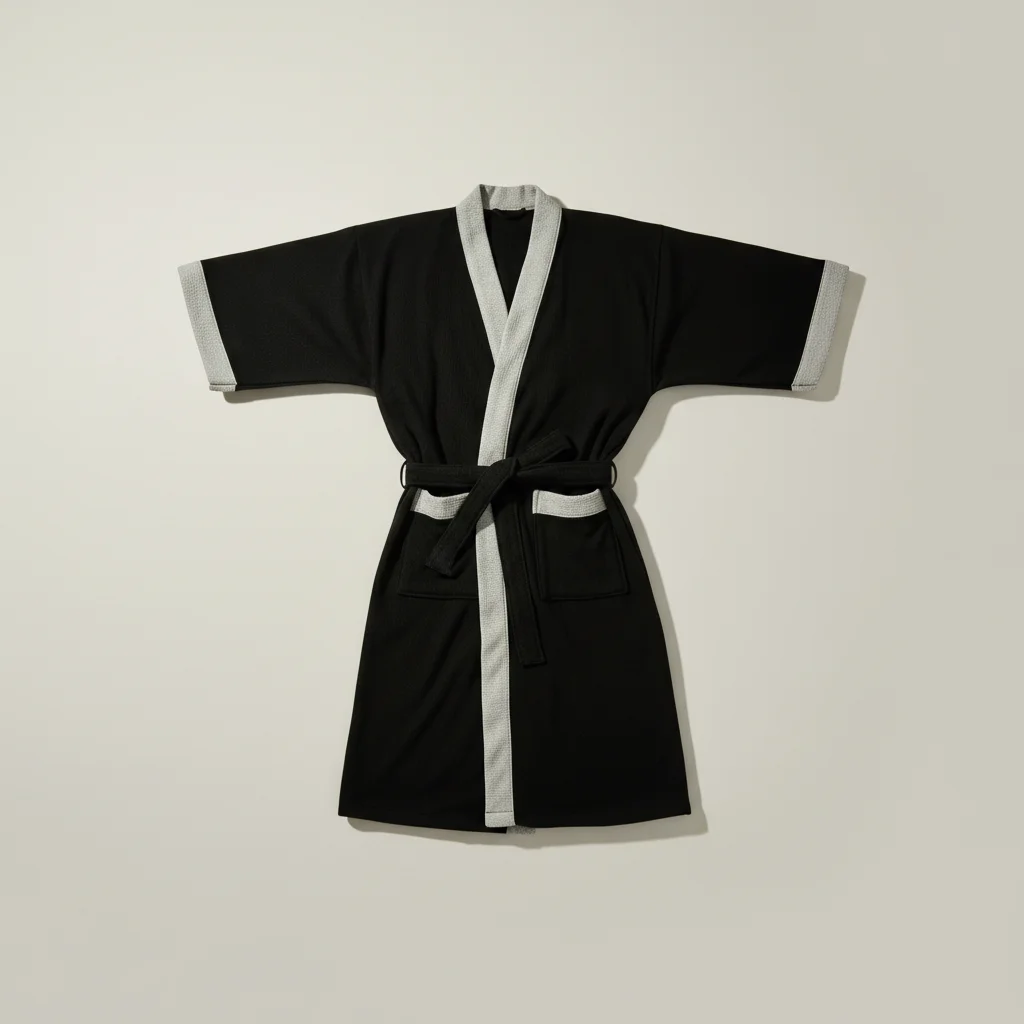 robe chambre homme gaufrée manches courtes confort - Vue 4 - robe chambre homme