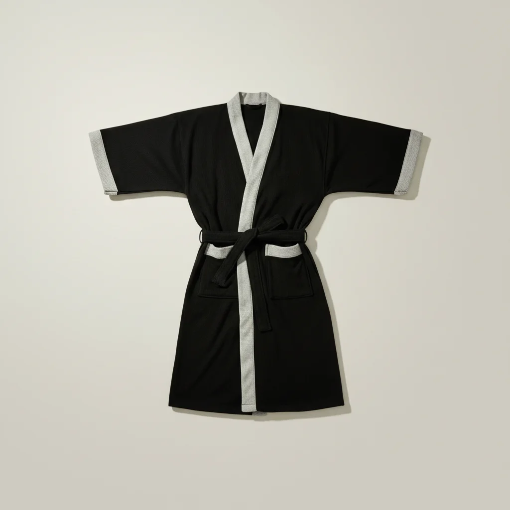 robe chambre homme gaufrée manches courtes confort - Vue 5 - robe chambre homme
