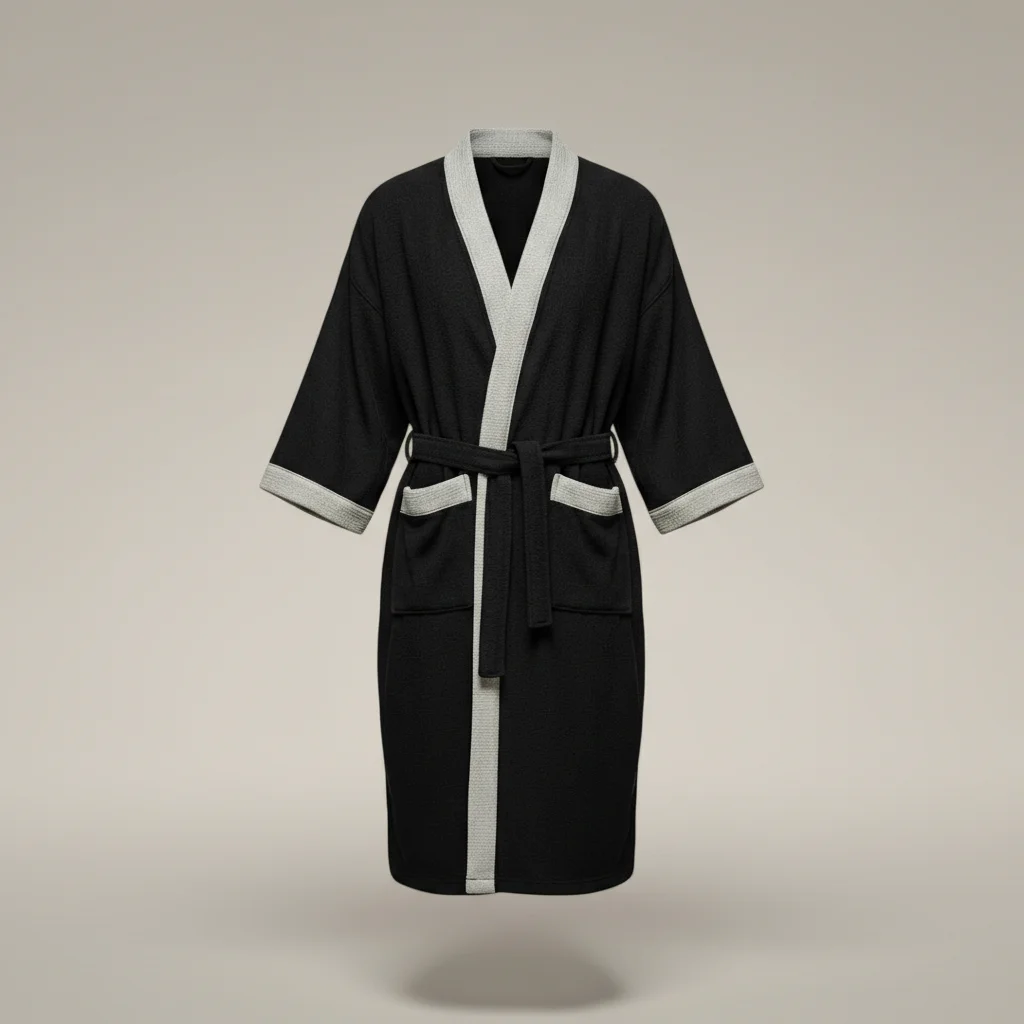 robe chambre homme gaufrée manches courtes confort - Vue 6 - robe chambre homme