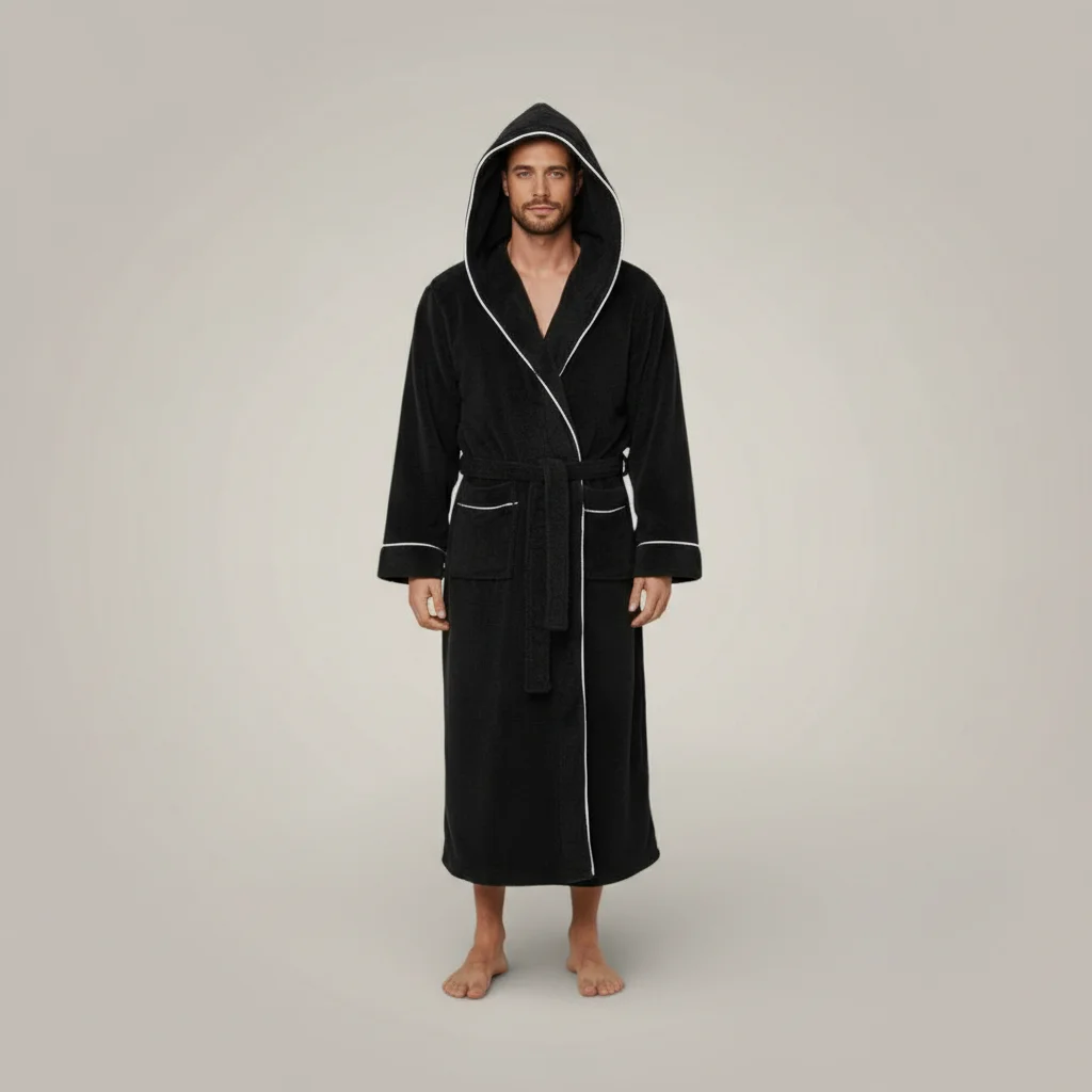 robe chambre homme longue confort cocooning capuche - Vue 5 - robe chambre homme