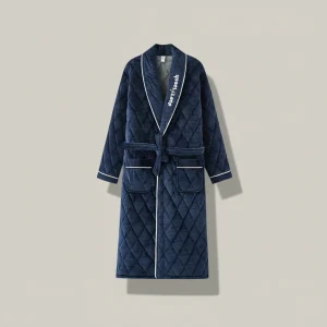 robe chambre homme longue en polyester élégant - Vue 1 - robe chambre homme