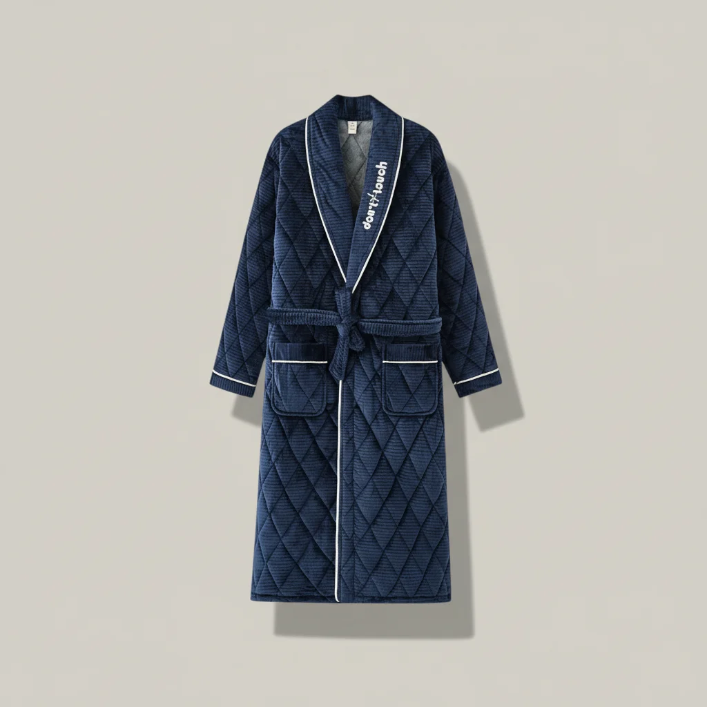 robe chambre homme longue en polyester élégant - Vue 1 - robe chambre homme