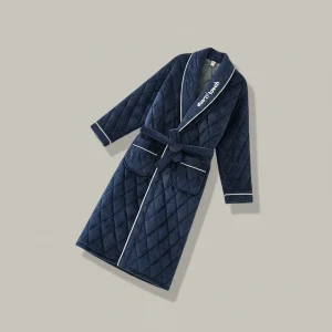 robe chambre homme longue en polyester élégant - Vue 2 - robe chambre homme
