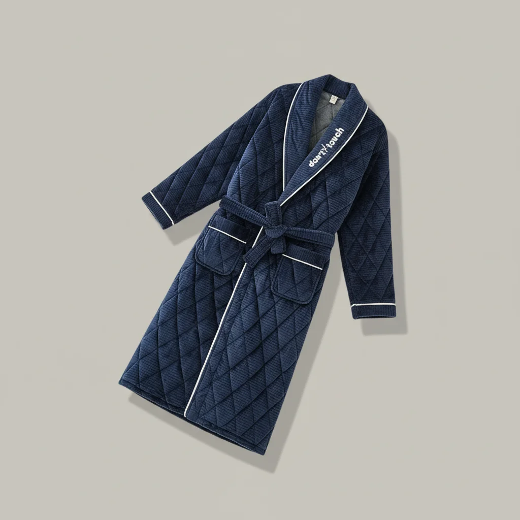 robe chambre homme longue en polyester élégant - Vue 2 - robe chambre homme