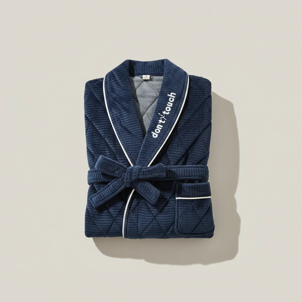 robe chambre homme longue en polyester élégant - Vue 4 - robe chambre homme