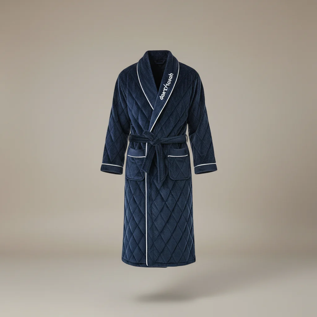 robe chambre homme longue en polyester élégant - Vue 6 - robe chambre homme