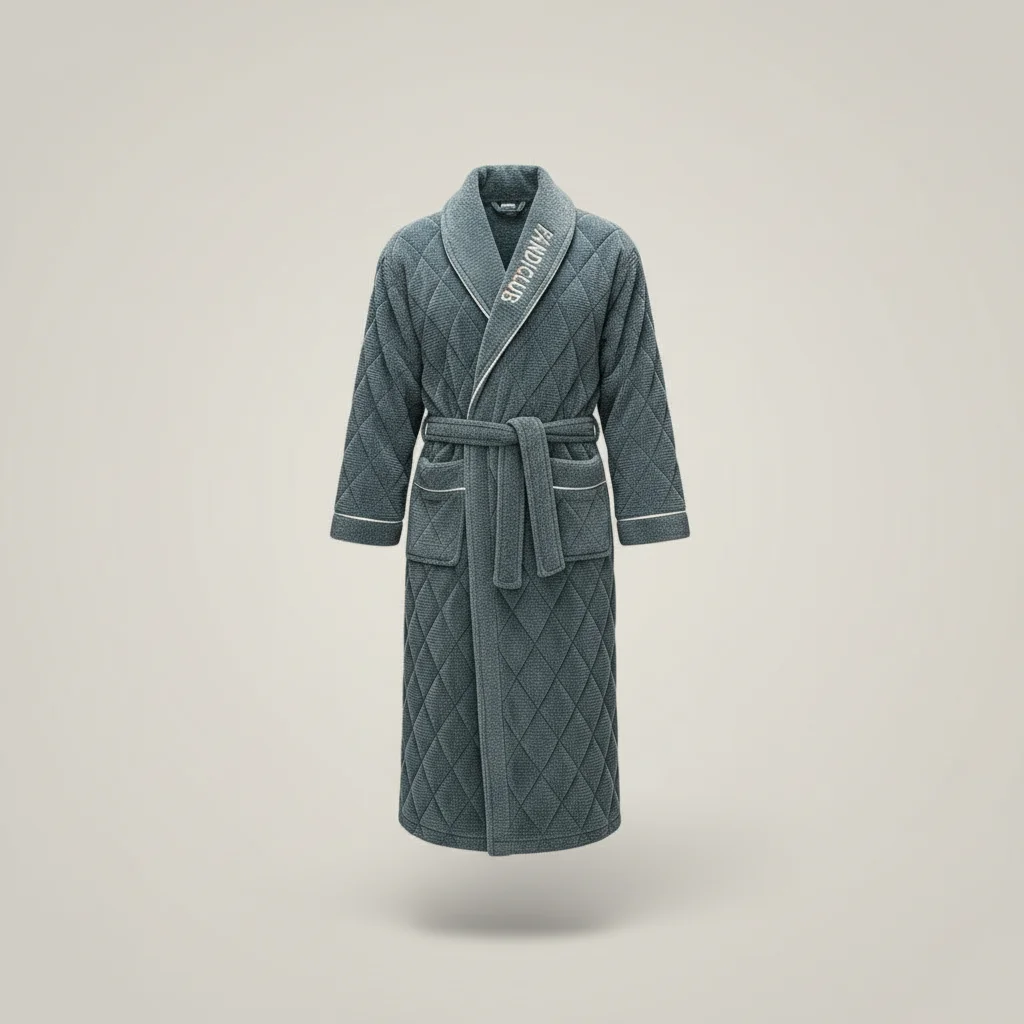 robe chambre homme matelassée hiver luxe - Vue 3 - robe chambre homme