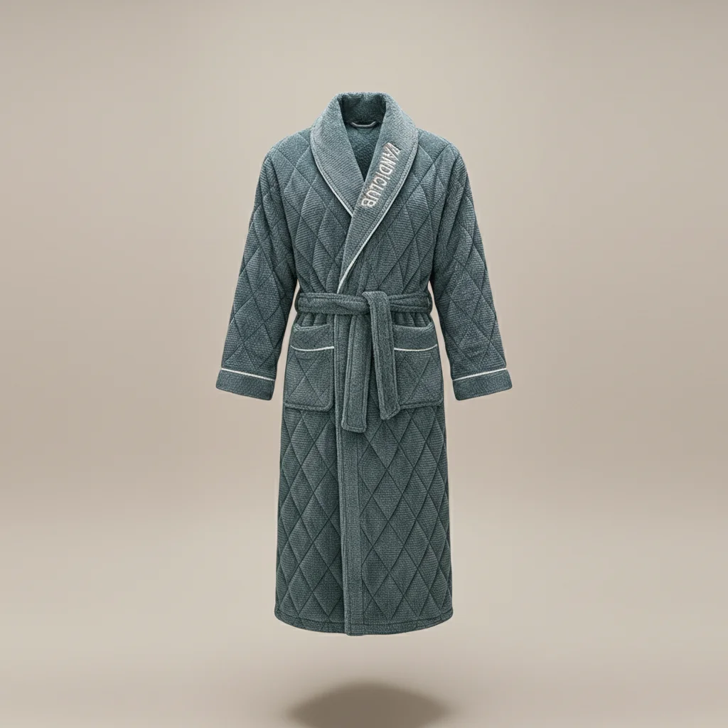 robe chambre homme matelassée hiver luxe - Vue 6 - robe chambre homme