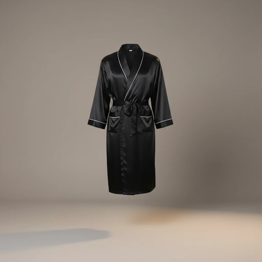 robe chambre homme satin élégant confort - Vue 5 - robe chambre homme
