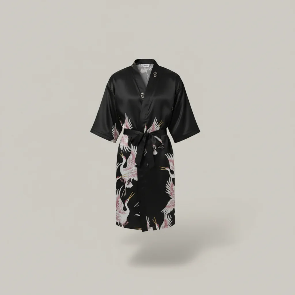 robe chambre homme satin motif japonais élégant - Vue 1 - robe chambre homme