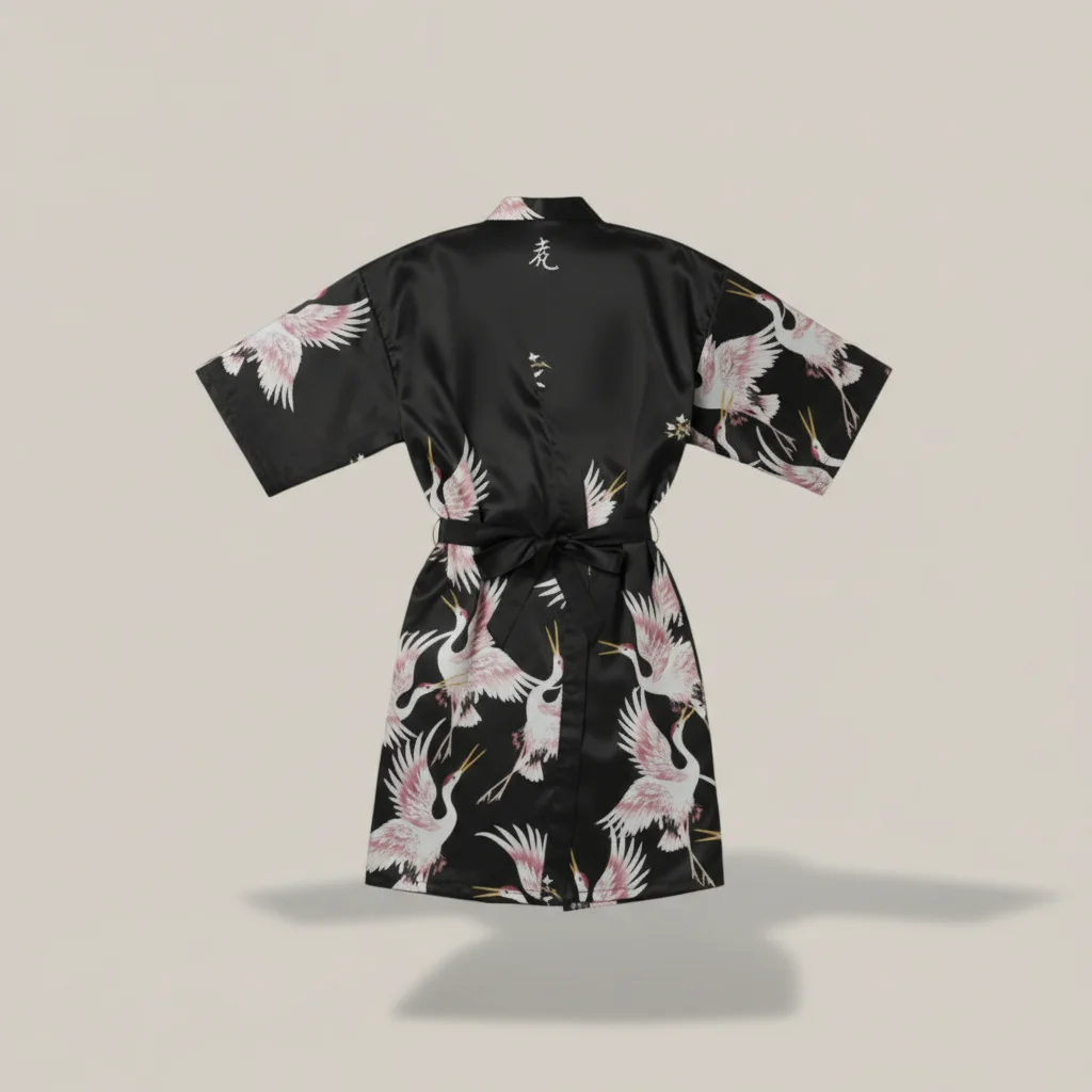 robe chambre homme satin motif japonais élégant - Vue 2 - robe chambre homme
