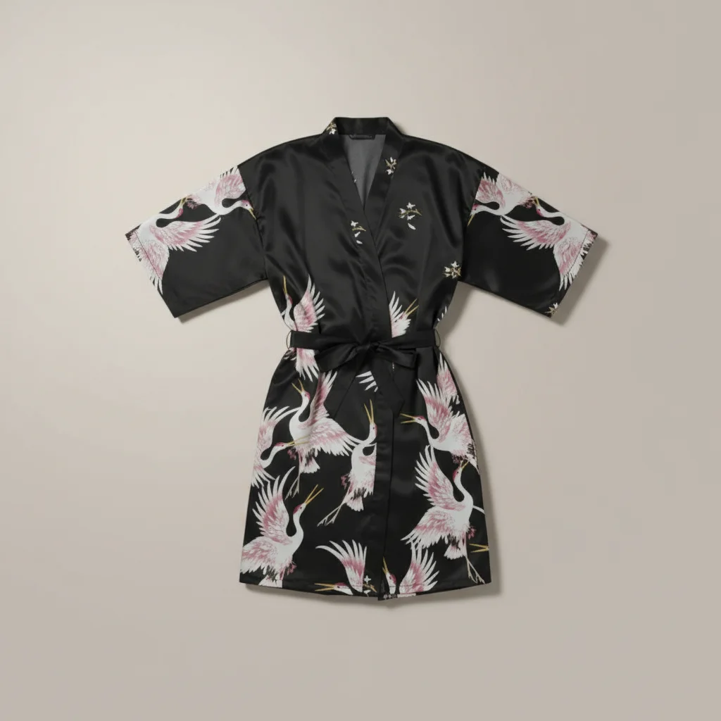 robe chambre homme satin motif japonais élégant - Vue 4 - robe chambre homme