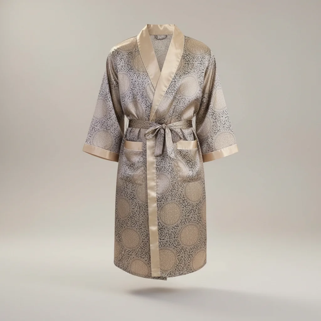 robe chambre homme satin motifs orientaux - Vue 3 - robe chambre homme