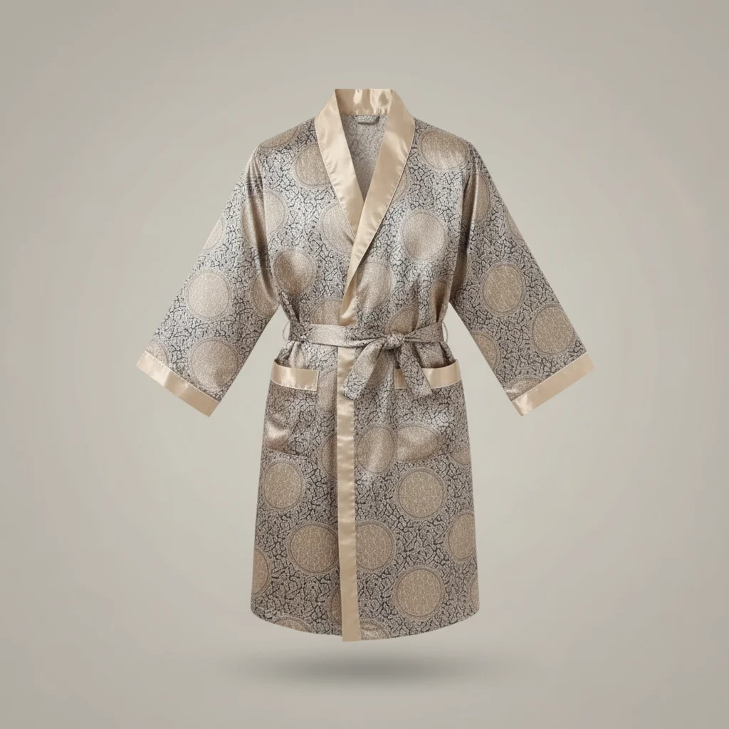 robe chambre homme satin motifs orientaux - Vue 5 - robe chambre homme