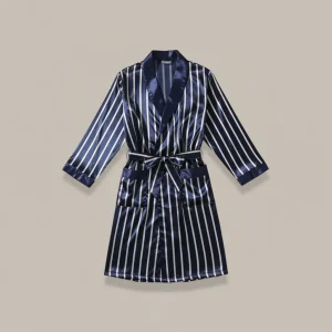 robe chambre homme satin rayé élégant - Vue 2 - robe chambre homme