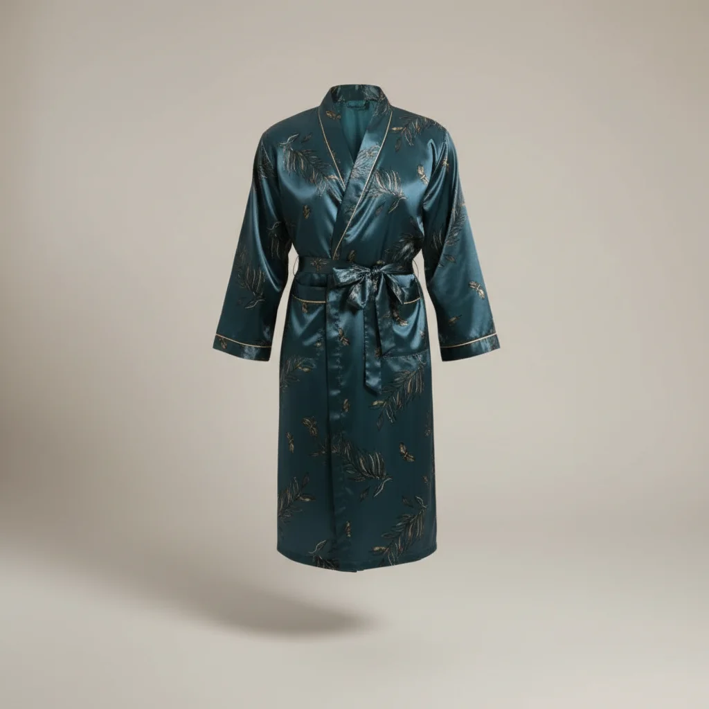 robe chambre homme satin style moderne - Vue 5 - robe chambre homme