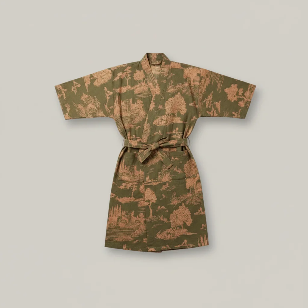robe chambre homme style kimono en coton - Vue 1 - robe chambre homme