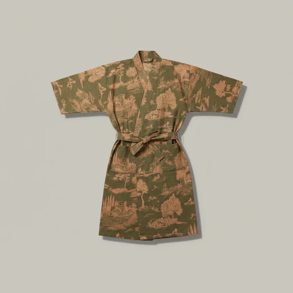 robe chambre homme style kimono en coton - Vue 2 - robe chambre homme