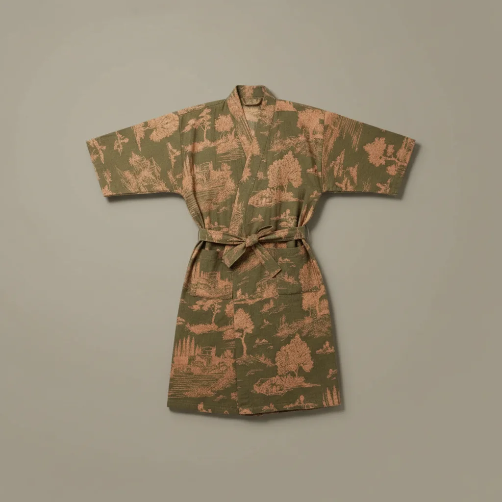 robe chambre homme style kimono en coton - Vue 3 - robe chambre homme