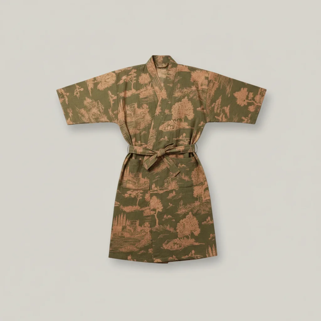 robe chambre homme style kimono en coton - Vue 4 - robe chambre homme