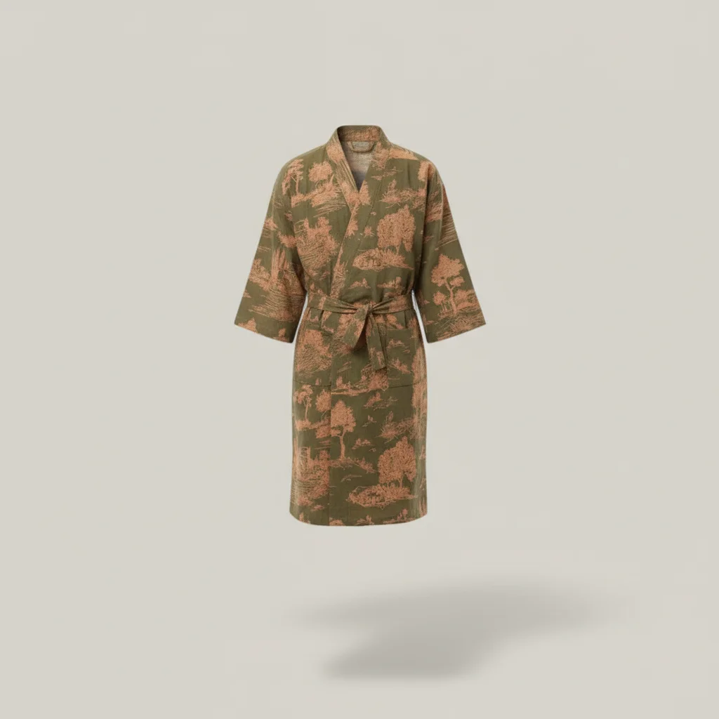 robe chambre homme style kimono en coton - Vue 5 - robe chambre homme