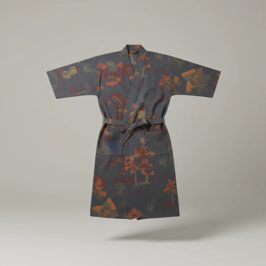robe chambre homme style kimono en polyester - Vue 1 - robe chambre homme
