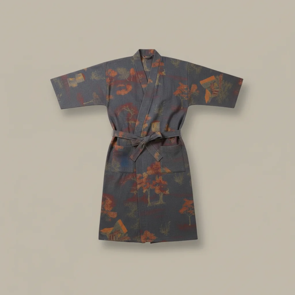 robe chambre homme style kimono en polyester - Vue 2 - robe chambre homme