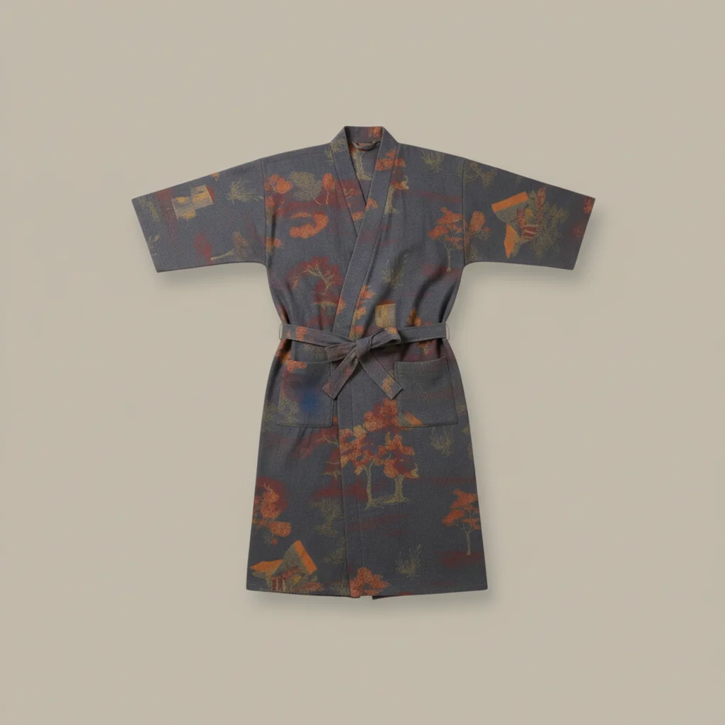 robe chambre homme style kimono en polyester - Vue 3 - robe chambre homme