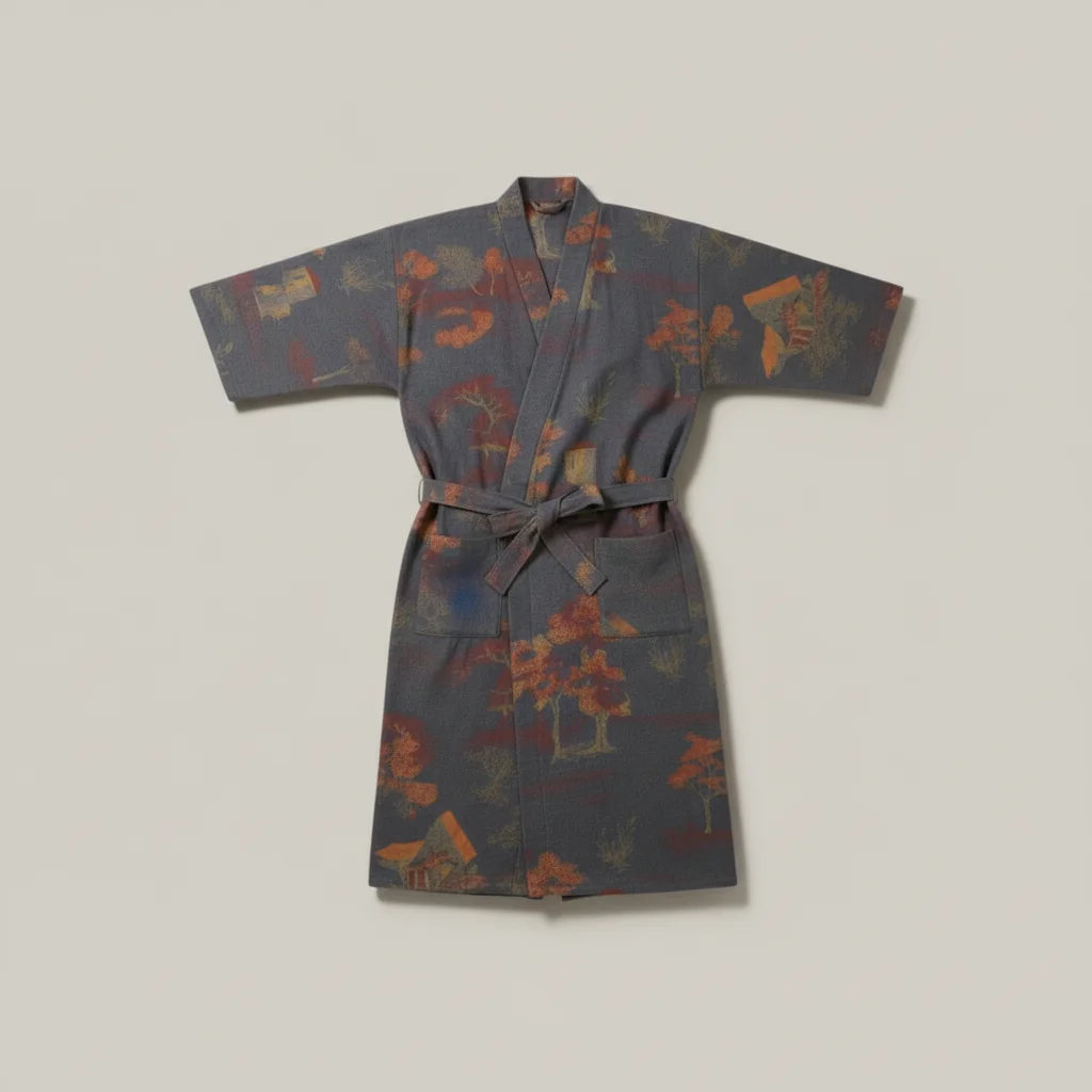 robe chambre homme style kimono en polyester - Vue 4 - robe chambre homme