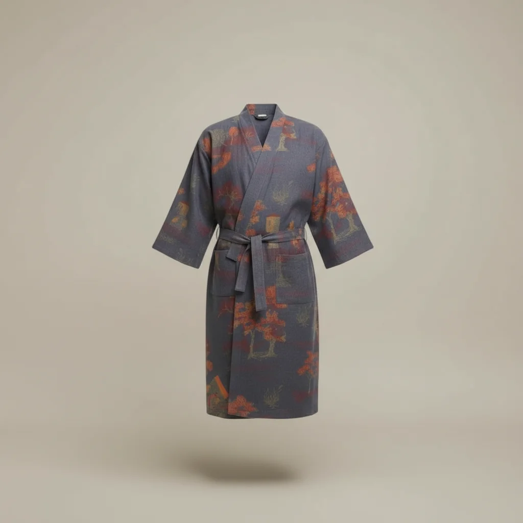 robe chambre homme style kimono en polyester - Vue 6 - robe chambre homme